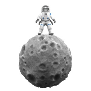 Astronaut On Asteroid PowerPoint clipart graphic preview.