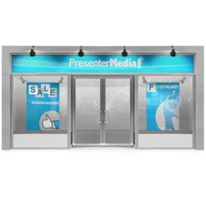 Glass Store Front Customizable PowerPoint clipart graphic preview.