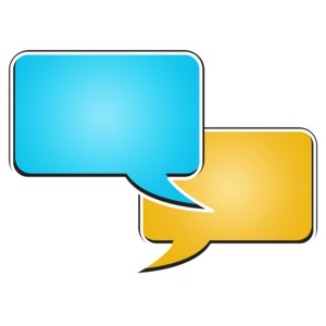 Two Rectangle Bubble Chat PowerPoint clipart graphic preview.