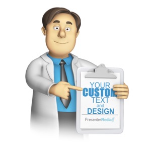 Lab Worker Guy Presenting Clipboard Customizable PowerPoint clipart graphic preview.
