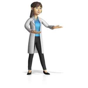 Female Lab Worker Present Gesture Custom Customizable PowerPoint clipart graphic preview.