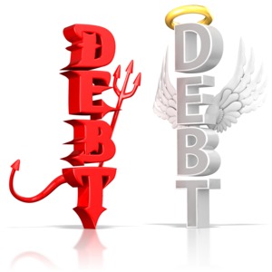 Good Debt vs Bad Debt PowerPoint clipart graphic preview.