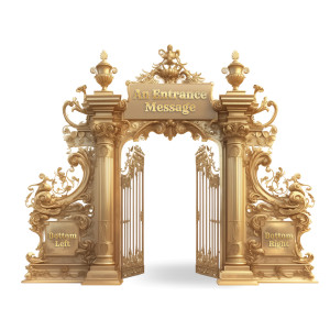 Gold Gates Open Customizable PowerPoint clipart graphic preview.