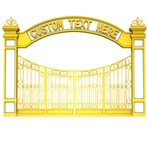 Custom Text Closed Gate Enterence Customizable PowerPoint clipart graphic preview.