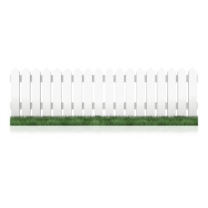White Picket Fence Grass PowerPoint clipart graphic preview.