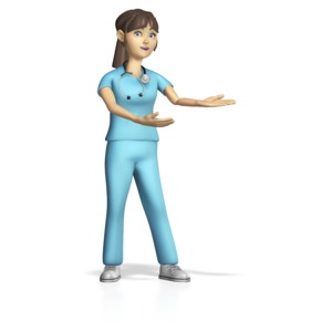 Female Nurse Presenting Gesture Customizable PowerPoint clipart graphic preview.