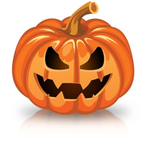 Single Scary Pumpkin PowerPoint clipart graphic preview.