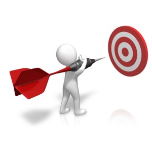 Figure Sizing Up Target PowerPoint clipart graphic preview.