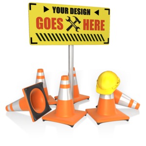 Custom Construction Sign Customizable PowerPoint clipart graphic preview.