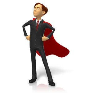 Businessman Superhero Pose PowerPoint clipart graphic preview.