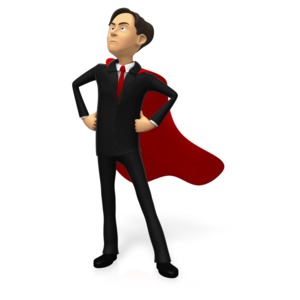 Businessman Superhero Pose Custom Customizable PowerPoint clipart graphic preview.