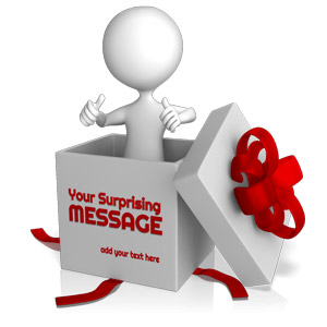 Figure Popping Out Of A Custom Box Customizable PowerPoint clipart graphic preview.