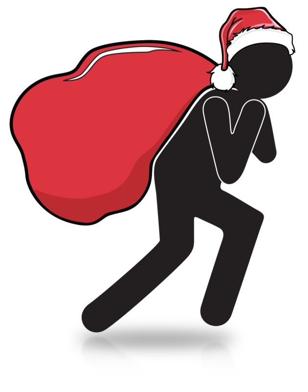 High-resolution clipart illustration of Figure Carry Christmas Presents, designed for seasonal marketing campaigns, corporate event presentations, and holiday promotions.