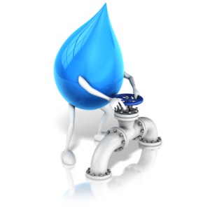 Water Drop Character Turning Valve PowerPoint clipart graphic preview.