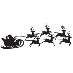 Santas Reindeer Sleigh Ride PowerPoint clipart graphic preview.