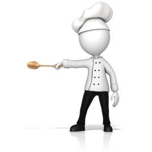 Chef Gesturing To The Side PowerPoint clipart graphic preview.