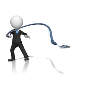 Boss Figure Using a Whip PowerPoint clipart graphic preview.