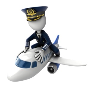 Pilot Flying on Airplane PowerPoint clipart graphic preview.