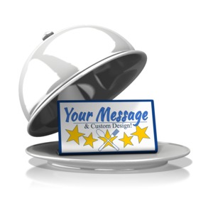 Silver Platter Custom Message Customizable PowerPoint clipart graphic preview.