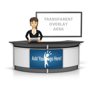 Female News Caster Infront Of Transparen Customizable PowerPoint clipart graphic preview.