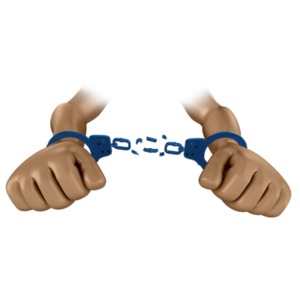 Hands Break Chains of Handcuffs PowerPoint clipart graphic preview.