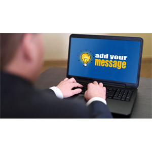 Business Person On Computer Custom Customizable PowerPoint clipart graphic preview.