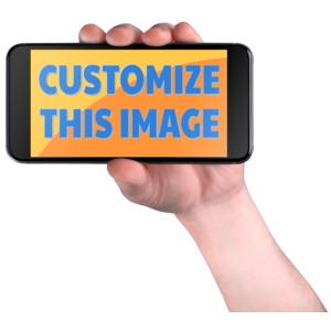 Hand Hold Smart Phone Custom Customizable PowerPoint clipart graphic preview.
