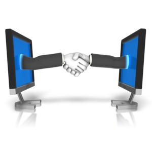 Business Meeting Online PowerPoint clipart graphic preview.