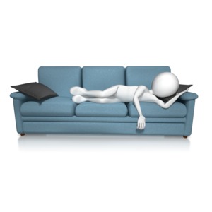 Crashed On Couch PowerPoint clipart graphic preview.