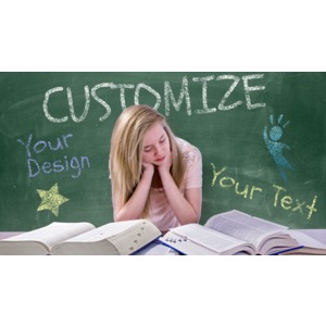 Teen Girl Study Chalkboard Custom Customizable PowerPoint clipart graphic preview.