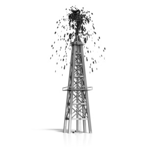 Oil Derrick Shooting Oil PowerPoint clipart graphic preview.