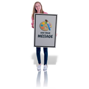 Teen Girl Hold Sign Custom Customizable PowerPoint clipart graphic preview.