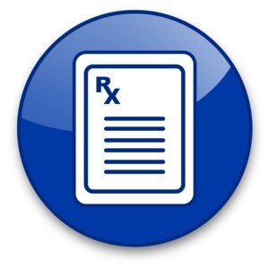 Prescription Pad with Rx Symbol Button PowerPoint clipart graphic preview.