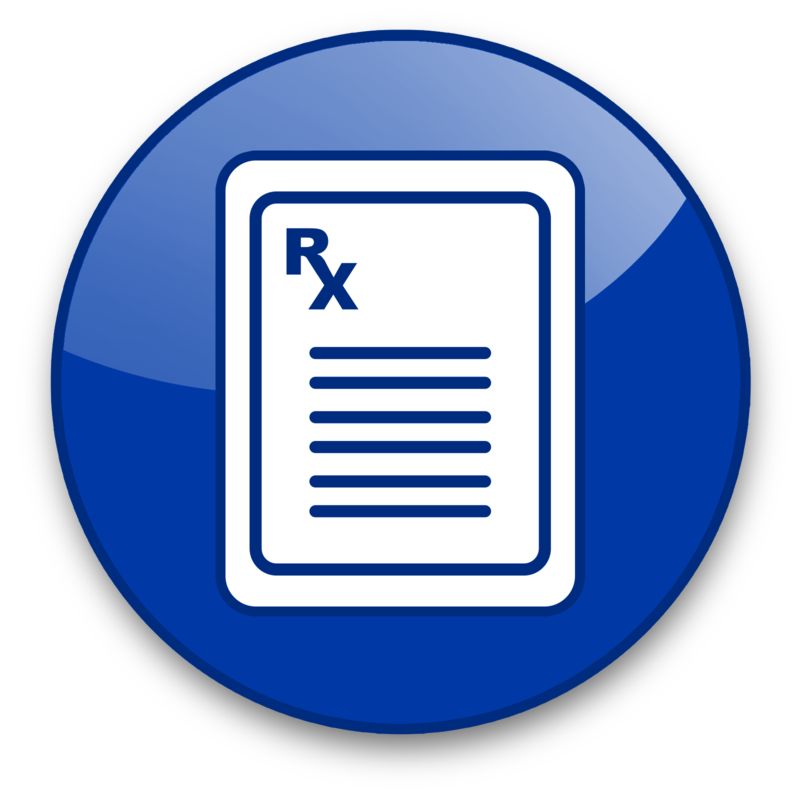 High-resolution clipart illustration of Prescription Pad with Rx Symbol Button, designed for clinical healthcare administration, medical training, and patient data visualization.