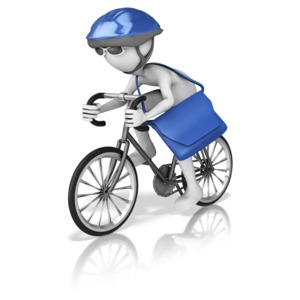Bike Courier With Pack PowerPoint clipart graphic preview.