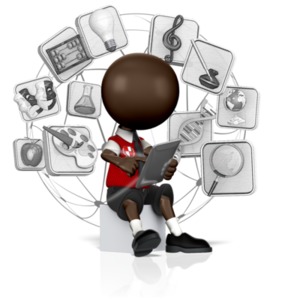 School Student Searching Tablet PowerPoint clipart graphic preview.