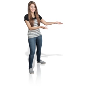 Young Girl Presenting Right PowerPoint clipart graphic preview.