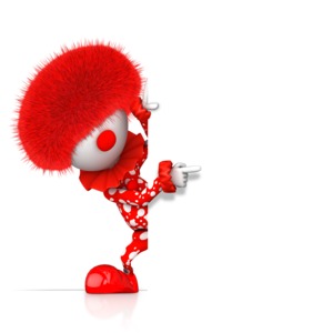 A Pointing Clown Pops Out From Behind PowerPoint clipart graphic preview.