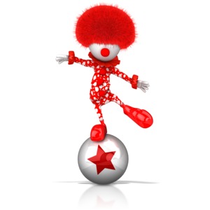 Clown Balancing on Ball PowerPoint clipart graphic preview.