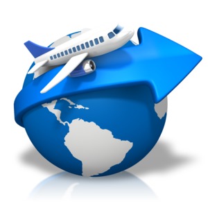 World Arrow Airplane PowerPoint clipart graphic preview.