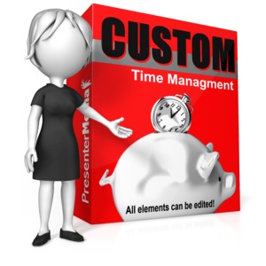 Woman Presenting Custom Software Box Customizable PowerPoint clipart graphic preview.
