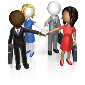 Business Team Huddle Custom Customizable PowerPoint clipart graphic preview.