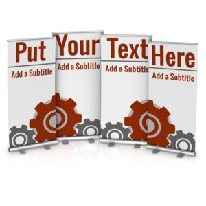 Four Custom Roller Banners Customizable PowerPoint clipart graphic preview.