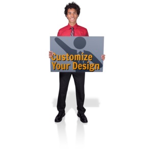 Young Business Man Hold Sign Customizable PowerPoint clipart graphic preview.