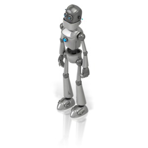 Retro Robot PowerPoint clipart graphic preview.