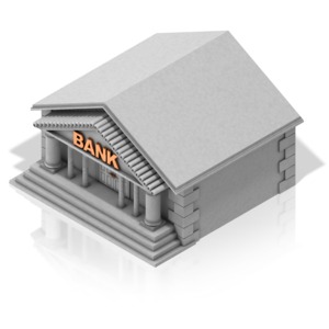 Bank Building PowerPoint clipart graphic preview.