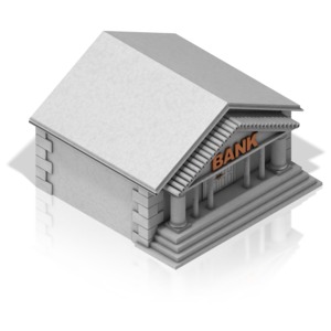 Bank Building PowerPoint clipart graphic preview.