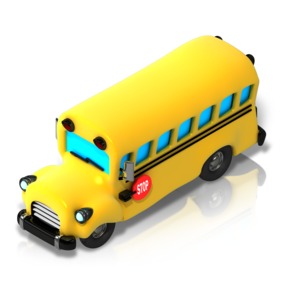 School Bus Isometric front view PowerPoint clipart graphic preview.