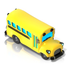 School Bus Isometric front view PowerPoint clipart graphic preview.