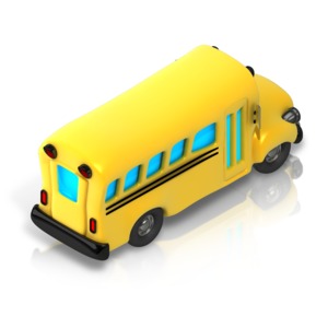 School Bus Isometric back view PowerPoint clipart graphic preview.